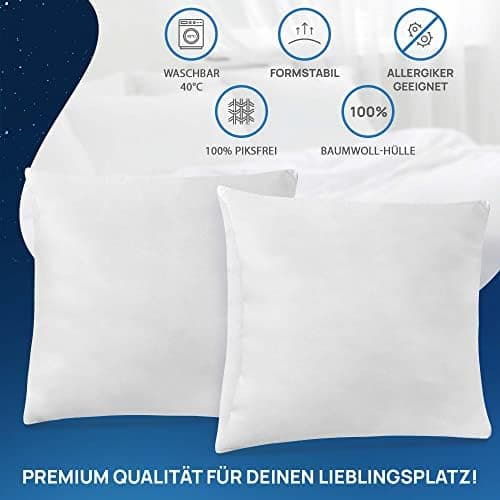 LILENO HOME Federkissen 40x40 cm - perfekt für Allergiker und Kinder - Federkernkissen mit 300 g Federkern-Profil für tr