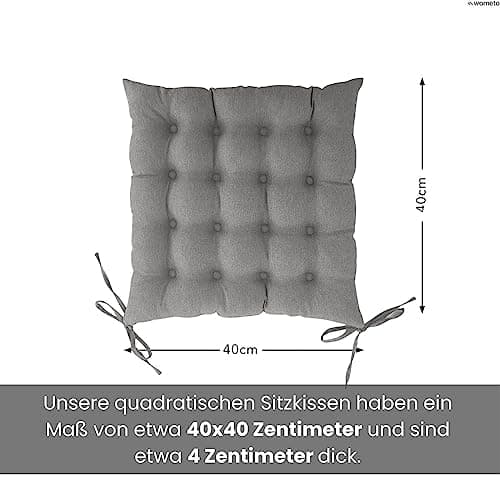 Wometo Sitzkissen Stuhl - dunkelgrau Oeko-TEX Sitzpolster mit Bändern für Indoor und Outdoor OEKO-TEX STANDARD 100  
Wom