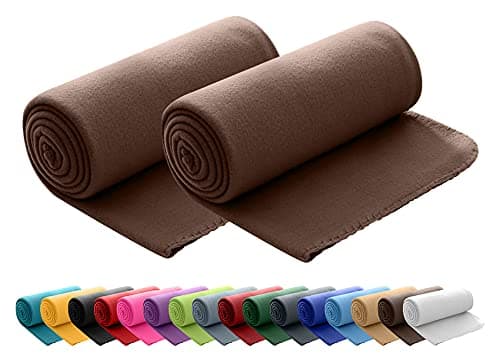 Wometo 2er Set Polar Fleecedecke OekoTex Lilaviolett Anti-Pilling Kettelrand