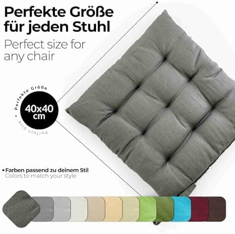 Etérea Türkiswaschbares Sitzkissen Stuhl 40x40 2er Set Inneneinbau - Outdoor & Indoor - OEKO-TEX Made in Green