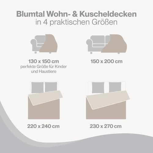 Blumtal wohndecke Anthrazit - flauschig - Oeko-TEX zertifiziert - 130x150 cm - Couch & Wohnzimmernutzung - Fliesdecke -