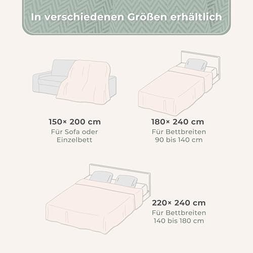 Gräfenstayn Premium Baumwolltagesdecke Creme - 100% Baumwolle - Sommerdecke - Fischgrätenmuster - Bett- und Couch-Überwu