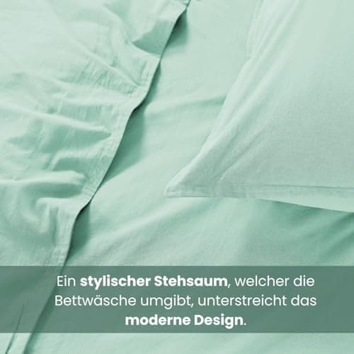 Wometo Bettwäsche Renforce Stone-Washed - Curry Gelb 100% Baumwolle OEKO-TEX Weich Modern Used-Look Leinen-Optik OEKO-TE