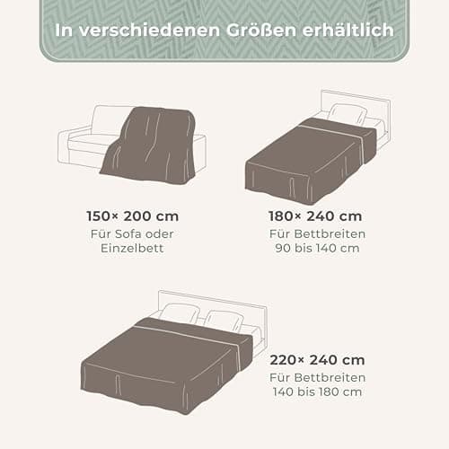 Gräfenstayn Premium Baumwolltagesdecke Creme - 100% Baumwolle - Sommerdecke - Fischgrätenmuster - Bett- und Couch-Überwu