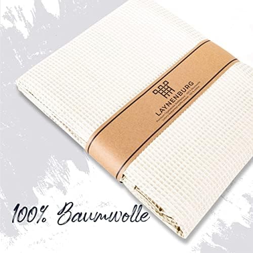 LAYNENBURG Premium Sommerdecke 150 x 200 cm - Waffelpique 100% Baumwolle - Creme OEKO-TEX STANDARD 100