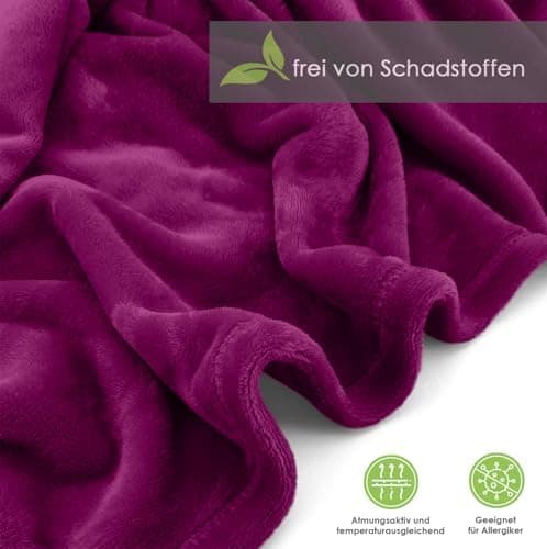 Heimtexland Kuscheldecke flauschig Oekotex warm Super Soft Decke 130x170 cm Bordeaux weinrot