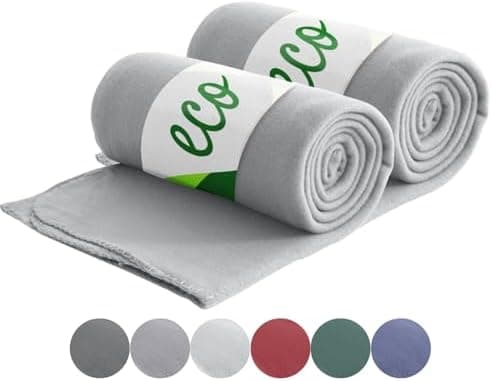 Wometo 2er Set Eco Fleecedecken - Anti-Pilling hellgrau 130x160 cm OEKO-TEX