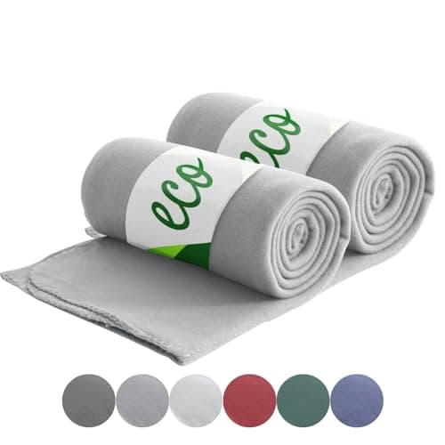 Wometo 2er Set Eco Fleecedecken - Anti-Pilling hellgrau 130x160 cm OEKO-TEX