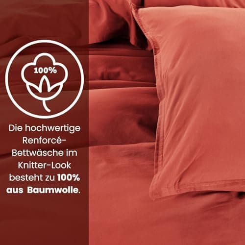 Wometo Bettwäsche Renforce Stone-Washed - Curry Gelb 100% Baumwolle OEKO-TEX Weich Modern Used-Look Leinen-Optik OEKO-TE