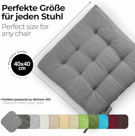 Etérea Türkiswaschbares Sitzkissen Stuhl 40x40 2er Set Inneneinbau - Outdoor & Indoor - OEKO-TEX Made in Green
