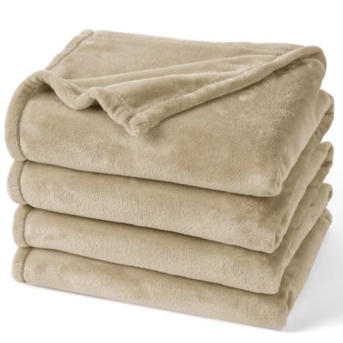 Oeko-Tex Weich Warm Kuscheldecke PHF Flauschig Fleecedecke 130x150cm - Beige, Couch, Sofa & Bett Überwurf