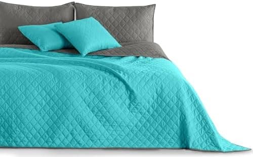 DecoKing Tagesdecke 260 x 280 Steel Silver Grey Dimgray Zweiseitig Pflegeleicht Axel