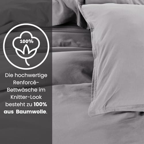 Wometo Bettwäsche Renforce Stone-Washed - Curry Gelb 100% Baumwolle OEKO-TEX Weich Modern Used-Look Leinen-Optik OEKO-TE
