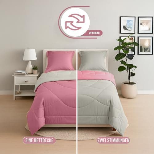 Oeko-TEX Zertifiziert_sleep komfortabel 4-jahreszeiten Bettdecke 135x200 Washbar Baumwolle & Mikrofaser Atmungsaktiv + K