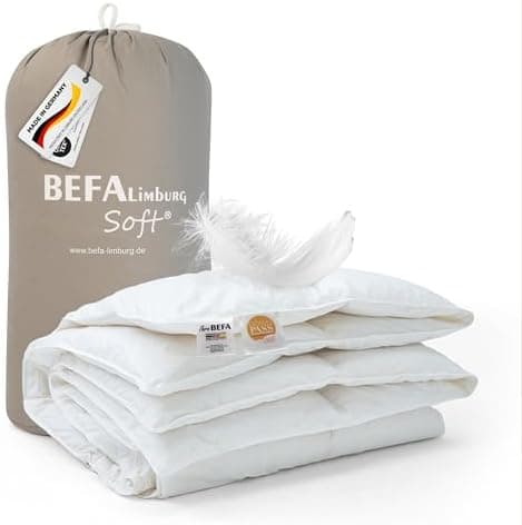 NOMITE Downewecker Ganzjahr 135x200 cm | 90% Federn & 10% Daunen | atmungsaktiv & pflegeleicht | für Allergiker | Tierwo