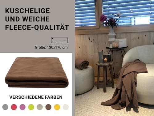 ZOLLNER Kuscheldecke in Taupe - weiche Couchdecke 130x170 cm - waschbar bis 95°C - Hotelqualität - Oeko Tex® Zertifizier