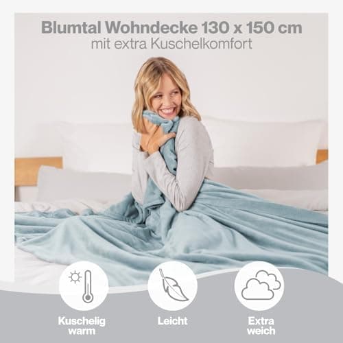 Blumtal wohndecke Anthrazit - flauschig - Oeko-TEX zertifiziert - 130x150 cm - Couch & Wohnzimmernutzung - Fliesdecke -