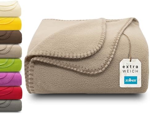 ZOLLNER Kuscheldecke in Taupe - weiche Couchdecke 130x170 cm - waschbar bis 95°C - Hotelqualität - Oeko Tex® Zertifizier