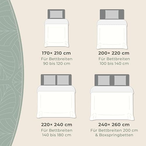 Gräfenstayn Premium Tagesdecke Anthrazit - weich, knitterfrei & pflegeleicht - Nahtlose Steppung & Blatt-Design - Bett &