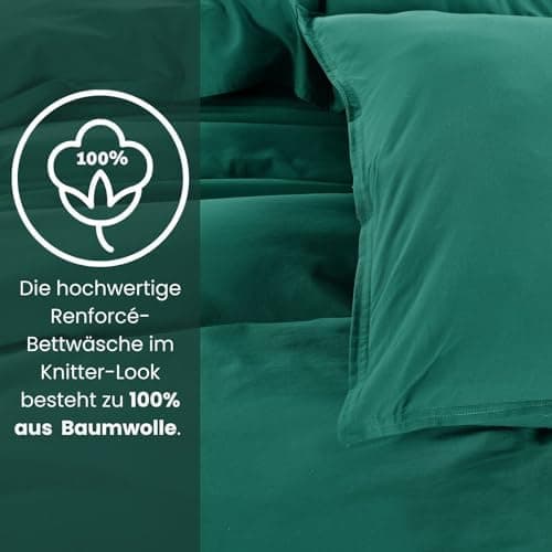 Wometo Bettwäsche Renforce Stone-Washed - Curry Gelb 100% Baumwolle OEKO-TEX Weich Modern Used-Look Leinen-Optik OEKO-TE