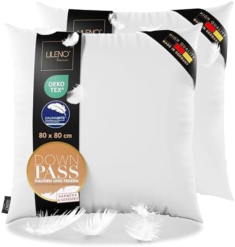 Lilenno Home 3-Kammer Daunenkissen 40x80 - Allergiker geeignet - langlebiges Kopfkissen mit Daunen- und Federn-Füllung