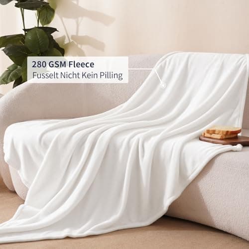 Oeko-Tex Weich Warm Kuscheldecke PHF Flauschig Fleecedecke 130x150cm - Beige, Couch, Sofa & Bett Überwurf