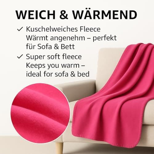 Betz Fleecedecke – weiche Wohndecke & Kuscheldecke – fürs Sofa & Bett – flauschig, leicht, wärmend & pflegeleicht – lila