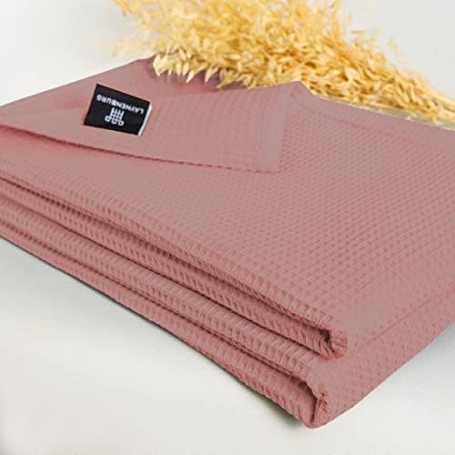 LAYNENBURG Premium Sommerdecke 150 x 200 cm - Waffelpique 100% Baumwolle - Creme OEKO-TEX STANDARD 100