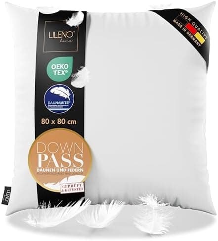 Lilenno Home 3-Kammer Daunenkissen 40x80 - Allergiker geeignet - langlebiges Kopfkissen mit Daunen- und Federn-Füllung