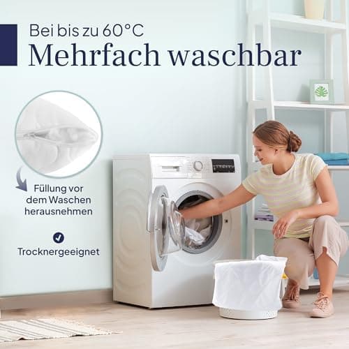 Gentle North Kopfkissen (40x40 cm) - 2er Set - Weiß für Bett und Deko - Ökotex - Waschbar - Reißverschluss für Füllung