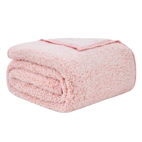 EMME Flauschige Sherpa Kuscheldecke Oeko-Tex 150x200 cm, perfekt für Winterspazieren und Relaxen - doppelseitig weich, l