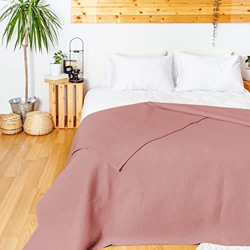LAYNENBURG Premium Sommerdecke 150 x 200 cm - Waffelpique 100% Baumwolle - Creme OEKO-TEX STANDARD 100