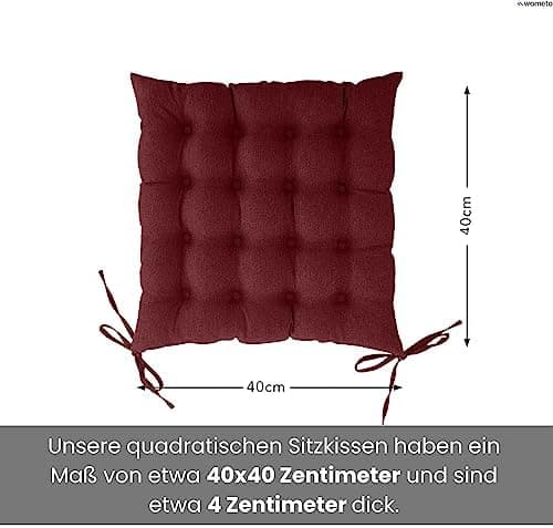 Wometo Sitzkissen Stuhl - dunkelgrau Oeko-TEX Sitzpolster mit Bändern für Indoor und Outdoor OEKO-TEX STANDARD 100  
Wom