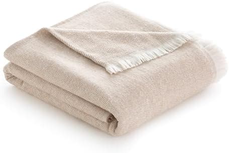 Todocama extra weiche Baumwolldecke Sandbeige, dekorativ für Sofa und Bett,softes Wohnzimmer und Schlafzimmer Accessoire