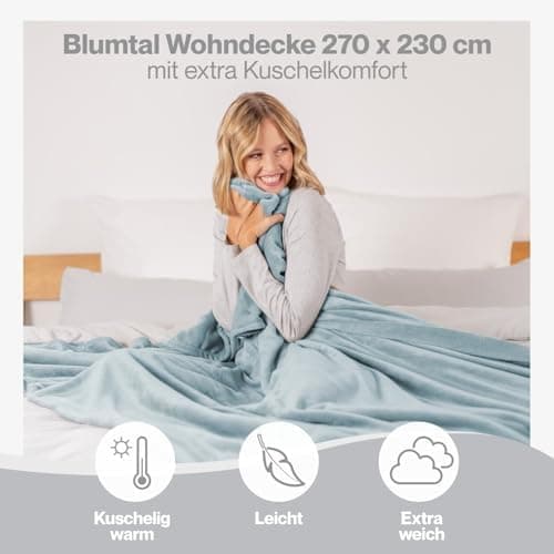 Blumtal wohndecke Anthrazit - flauschig - Oeko-TEX zertifiziert - 130x150 cm - Couch & Wohnzimmernutzung - Fliesdecke -