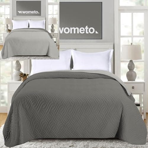 Wometo OekoTex Tagesdecke 220x240 cm gesteppt Wattiert Wende-Design XXL Bettüberwurf