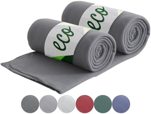 Wometo 2er Set Eco Fleecedecken - Anti-Pilling hellgrau 130x160 cm OEKO-TEX