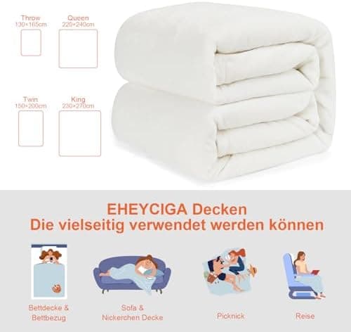 EHEYCIGA Flauschig weiche Kuscheldecke Grau 130x165 für Wohnzimmer und Sofa OEKO-TEX
| EHEYCIGA weiche warme Fleecedeck