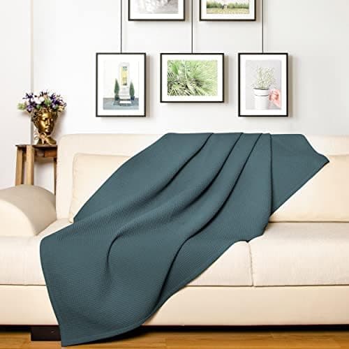LAYNENBURG Premium Sommerdecke 150 x 200 cm - Waffelpique 100% Baumwolle - Creme OEKO-TEX STANDARD 100