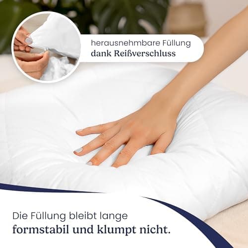 Gentle North Kopfkissen (40x40 cm groß) - Weiß für Bett und Deko - WASCHBAR bis 60° - ÖKOTEX - 2er Set mit Reißverschlus
