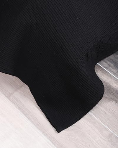 Premium Waffelpique Tagesdecke Grau 160x220cm - Leichte Sommerdecke für Bett und Sofa - 100% Baumwolle