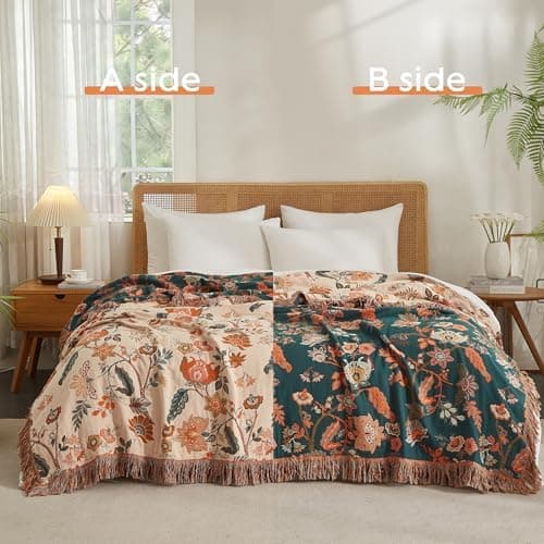 SOFTEXLY Boho Decke – Kuschelige Tagesdecke & Bettüberwurf 150x200cm, Aesthetic Design & Doppelseitige Musselin, Ideal f