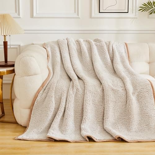 EMME Flauschige Sherpa Kuscheldecke Oeko-Tex 150x200 cm, perfekt für Winterspazieren und Relaxen - doppelseitig weich, l