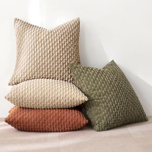 MIULEE 4er Set Dekorative Kissenhülle Wohnzimmer Schlafzimmer Orange Grün