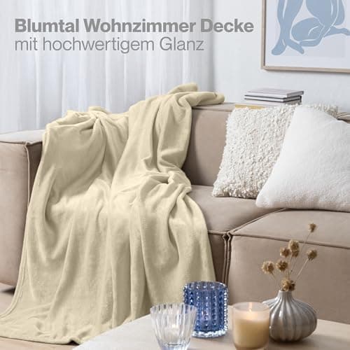 Blumtal wohndecke Anthrazit - flauschig - Oeko-TEX zertifiziert - 130x150 cm - Couch & Wohnzimmernutzung - Fliesdecke -