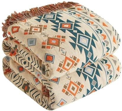 SOFTEXLY Boho Decke – Kuschelige Tagesdecke & Bettüberwurf 150x200cm, Aesthetic Design & Doppelseitige Musselin, Ideal f
