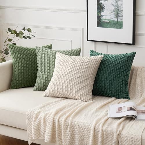 MIULEE 4er Set Dekorative Kissenhülle Wohnzimmer Schlafzimmer Orange Grün