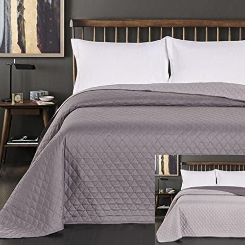 DecoKing Tagesdecke 260 x 280 Steel Silver Grey Dimgray Zweiseitig Pflegeleicht Axel