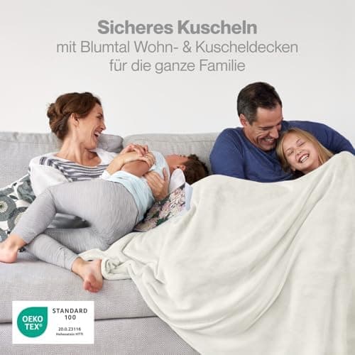 Blumtal wohndecke Anthrazit - flauschig - Oeko-TEX zertifiziert - 130x150 cm - Couch & Wohnzimmernutzung - Fliesdecke -