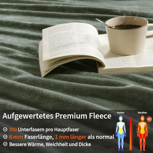 Oeko-Tex Weich Warm Kuscheldecke PHF Flauschig Fleecedecke 130x150cm - Beige, Couch, Sofa & Bett Überwurf